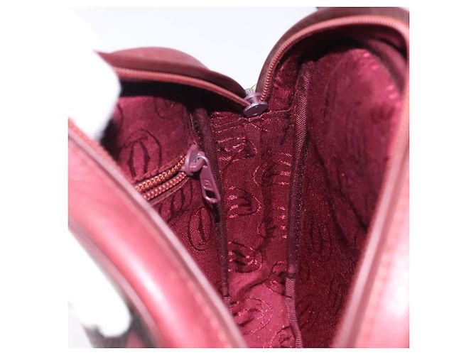 Borsa a Spalla Cartier in Pelle Bordeaux Oro Auth bs28003 D'oro Bordò - vista 19