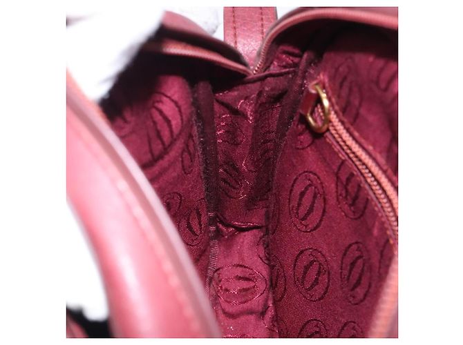 Borsa a Spalla Cartier in Pelle Bordeaux Oro Auth bs28003 D'oro Bordò - vista 20