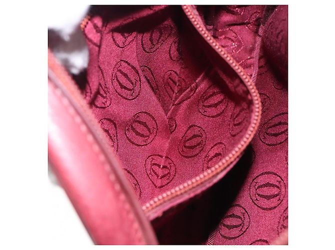 Borsa a Spalla Cartier in Pelle Bordeaux Oro Auth bs28003 D'oro Bordò - vista 21