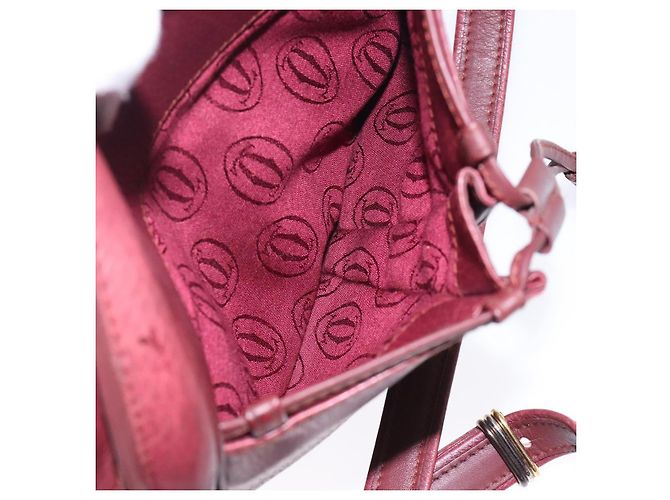Borsa a Spalla Cartier in Pelle Bordeaux Oro Auth bs28003 D'oro Bordò - vista 22