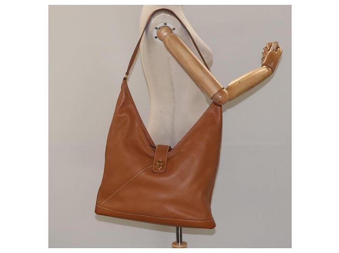 Hermès HERMES Borsa a Spalla Duska Pelle Marrone Oro Auth bs25701 D'oro - vista 22