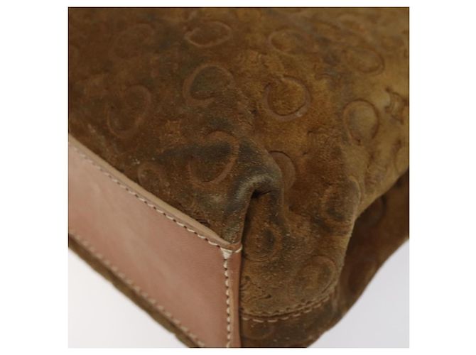 Céline Borsa a mano in tela Macadam CELINE in suede marrone e oro Auth BA2154 D'oro - vista 10