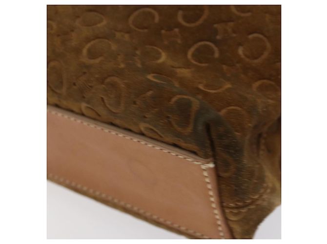 Céline Borsa a mano in tela Macadam CELINE in suede marrone e oro Auth BA2154 D'oro - vista 12