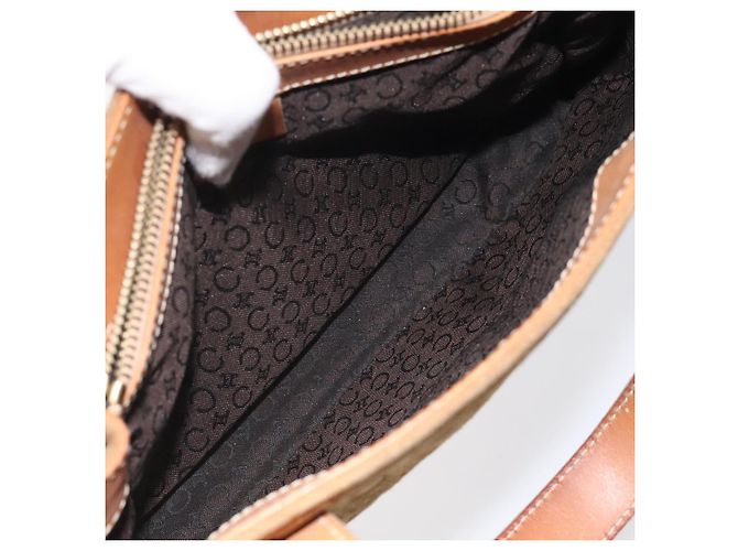 Céline Borsa a mano in tela Macadam CELINE in suede marrone e oro Auth BA2154 D'oro - vista 19