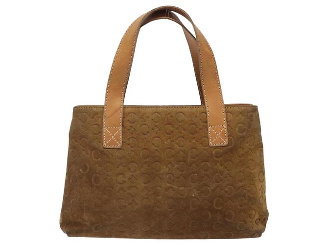 Céline Borsa a mano in tela Macadam CELINE in suede marrone e oro Auth BA2154 D'oro - vista 2