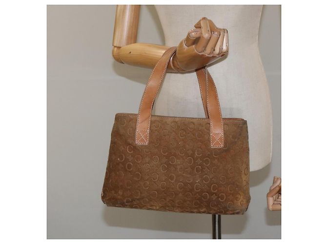 Céline Borsa a mano in tela Macadam CELINE in suede marrone e oro Auth BA2154 D'oro - vista 21