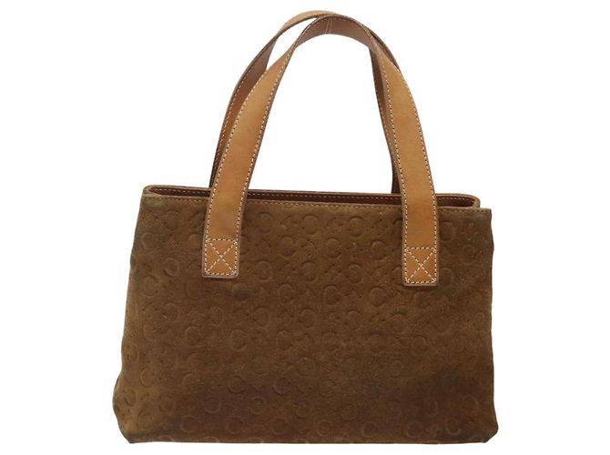 Céline Borsa a mano in tela Macadam CELINE in suede marrone e oro Auth BA2154 D'oro - vista 3