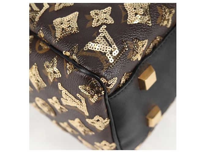 LOUIS VUITTON Borsa Speedy 30 Monogram Eclipse Paillettes Oro M40244 Auth yk18412M D'oro Monogramma - vista 10