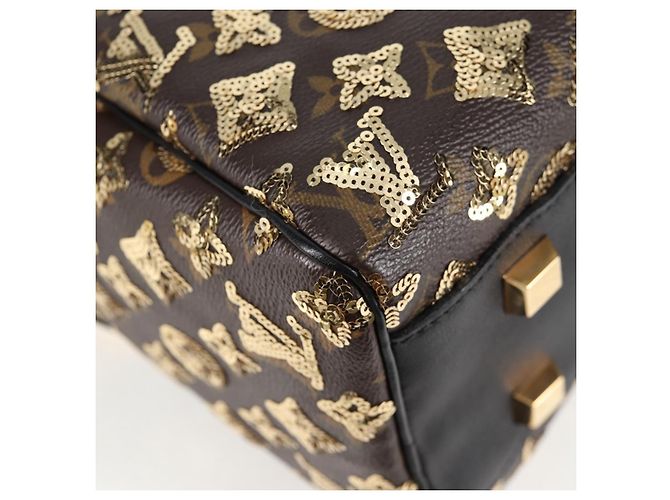 LOUIS VUITTON Borsa Speedy 30 Monogram Eclipse Paillettes Oro M40244 Auth yk18412M D'oro Monogramma - vista 12