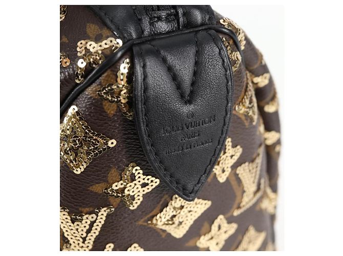 LOUIS VUITTON Borsa Speedy 30 Monogram Eclipse Paillettes Oro M40244 Auth yk18412M D'oro Monogramma - vista 14