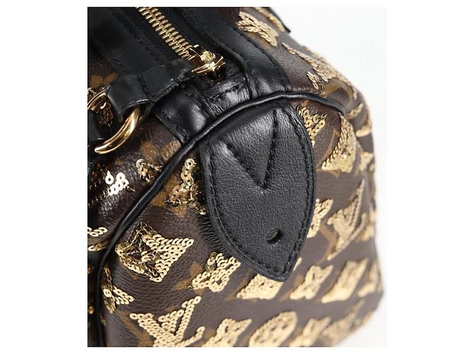 LOUIS VUITTON Borsa Speedy 30 Monogram Eclipse Paillettes Oro M40244 Auth yk18412M D'oro Monogramma - vista 15
