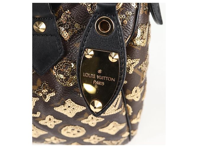 LOUIS VUITTON Borsa Speedy 30 Monogram Eclipse Paillettes Oro M40244 Auth yk18412M D'oro Monogramma - vista 16