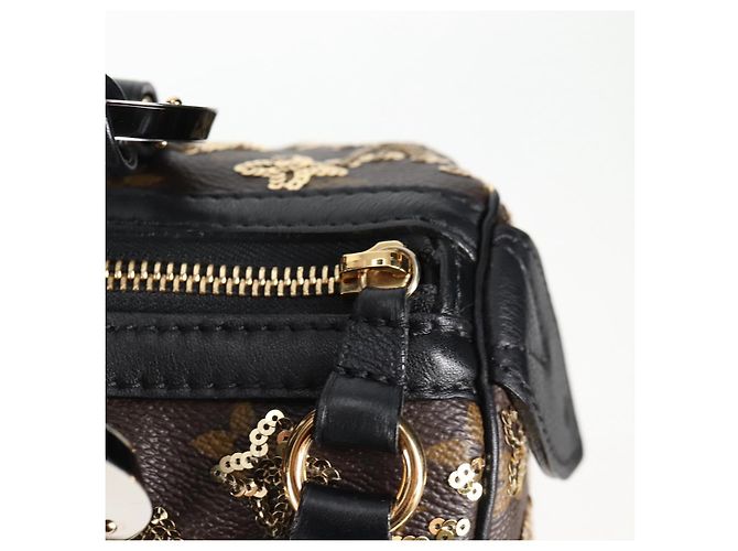 LOUIS VUITTON Borsa Speedy 30 Monogram Eclipse Paillettes Oro M40244 Auth yk18412M D'oro Monogramma - vista 17