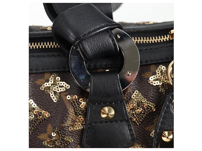 LOUIS VUITTON Borsa Speedy 30 Monogram Eclipse Paillettes Oro M40244 Auth yk18412M D'oro Monogramma - vista 18