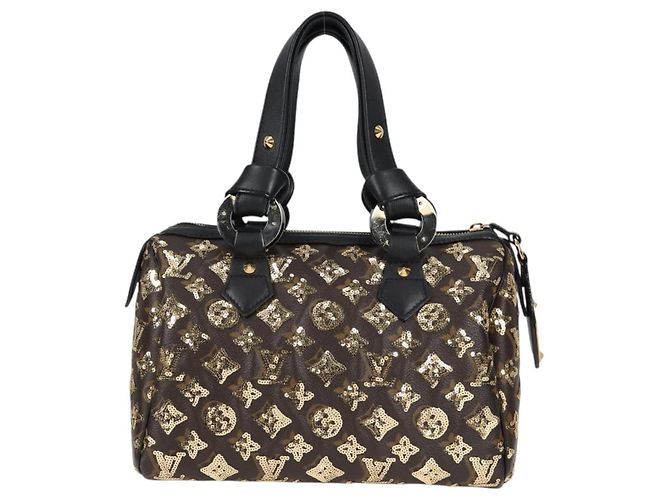 LOUIS VUITTON Borsa Speedy 30 Monogram Eclipse Paillettes Oro M40244 Auth yk18412M D'oro Monogramma - vista 2