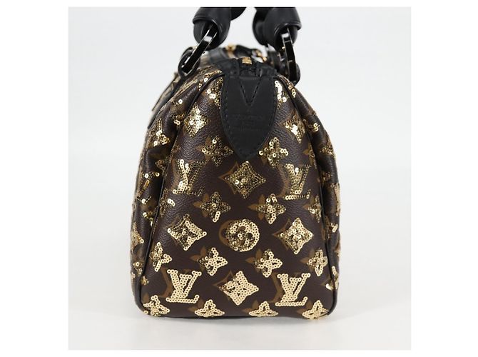 LOUIS VUITTON Borsa Speedy 30 Monogram Eclipse Paillettes Oro M40244 Auth yk18412M D'oro Monogramma - vista 5