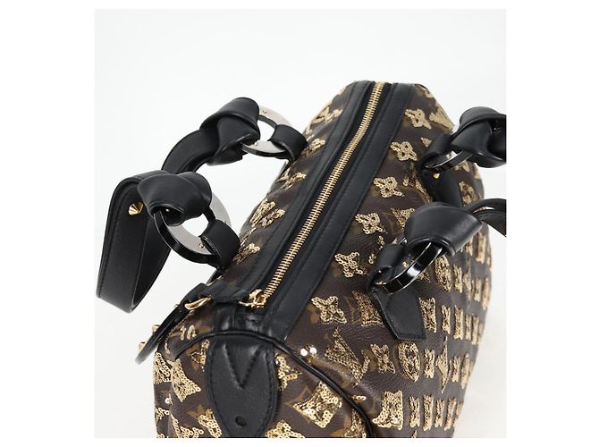 LOUIS VUITTON Borsa Speedy 30 Monogram Eclipse Paillettes Oro M40244 Auth yk18412M D'oro Monogramma - vista 6