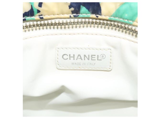 Borsa Tote CHANEL in nylon verde argento CC Auth bs24762 - vista 14