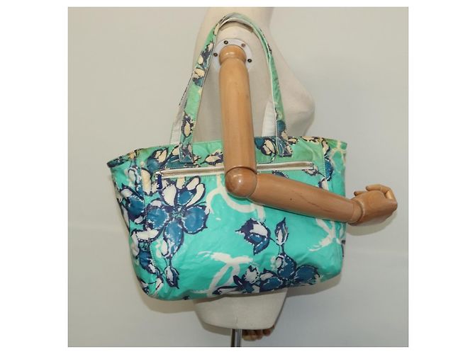 Borsa Tote CHANEL in nylon verde argento CC Auth bs24762 - vista 21