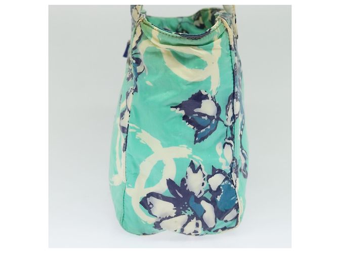 Borsa Tote CHANEL in nylon verde argento CC Auth bs24762 - vista 5