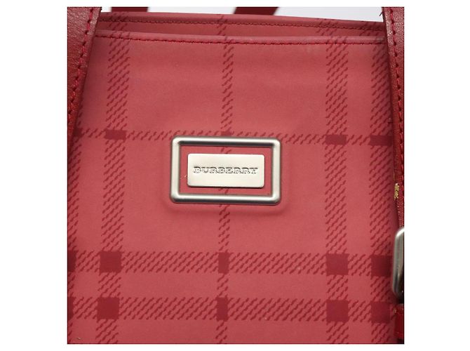 Borsa a Spalla Nova Check Burberry Canvas Rossa Auth 121545 Rosso - vista 14