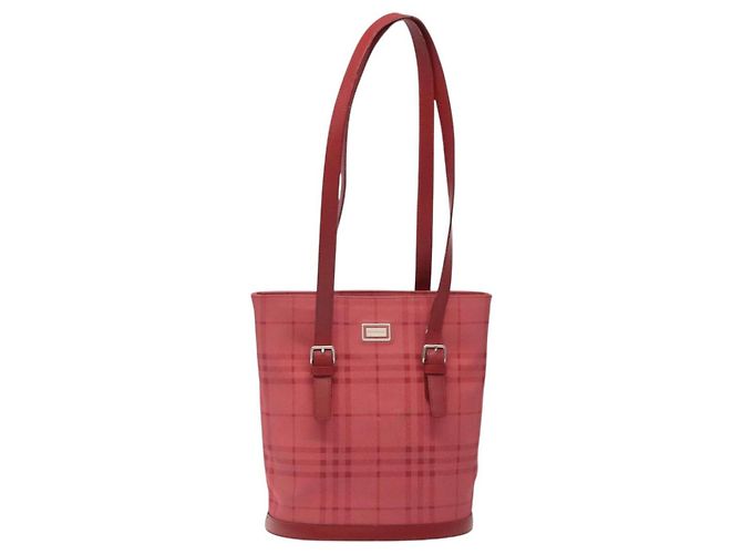 Borsa a Spalla Nova Check Burberry Canvas Rossa Auth 121545 Rosso - vista 2