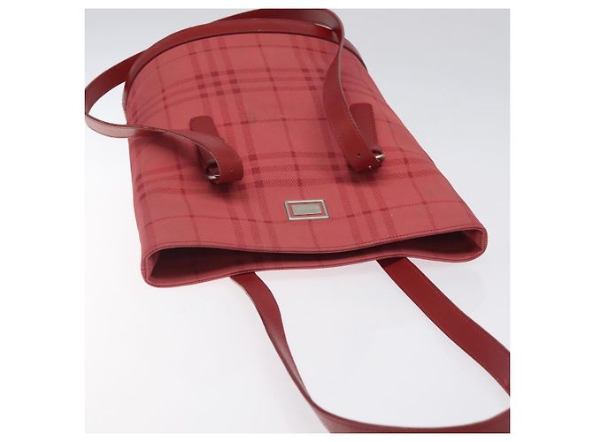 Borsa a Spalla Nova Check Burberry Canvas Rossa Auth 121545 Rosso - vista 6