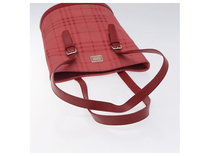 Borsa a Spalla Nova Check Burberry Canvas Rossa Auth 121545 Rosso - vista 7