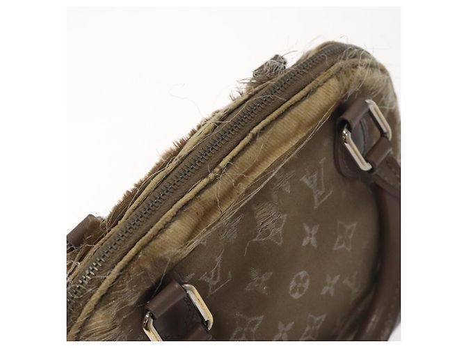 LOUIS VUITTON Borsa a Mano Little Alma in Satin Monogram Grigio M92147 LV Auth MY080 Marrone - vista 15
