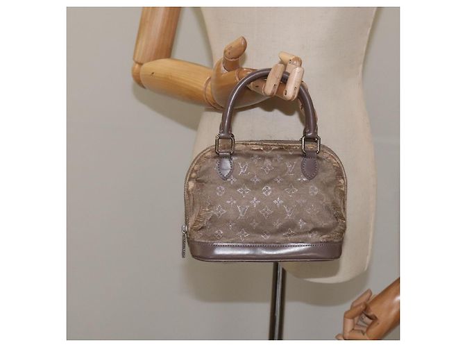 LOUIS VUITTON Borsa a Mano Little Alma in Satin Monogram Grigio M92147 LV Auth MY080 Marrone - vista 21