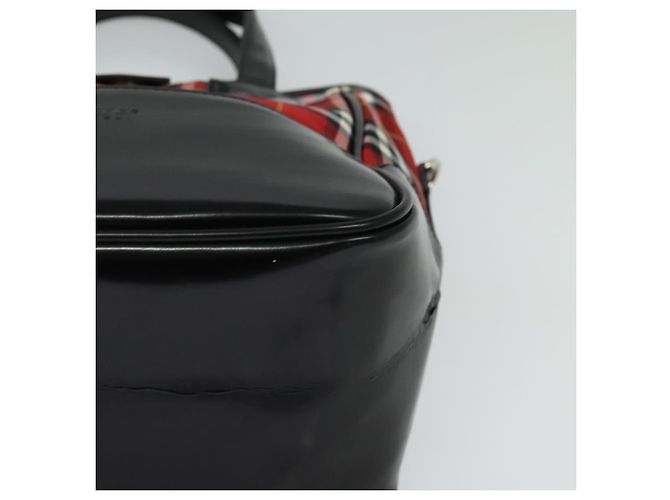Autre Marque Borsa a mano in nylon Burberrys Nova Check Blue Label Rossa Argento Auth 120591 Rosso - vista 11