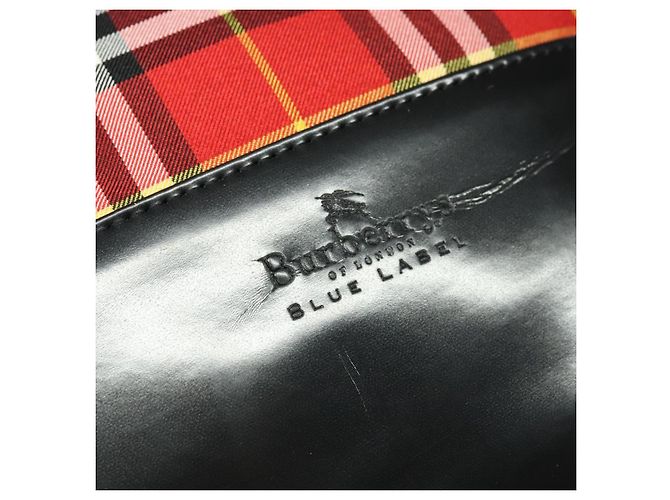 Autre Marque Borsa a mano in nylon Burberrys Nova Check Blue Label Rossa Argento Auth 120591 Rosso - vista 15