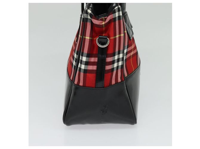 Autre Marque Borsa a mano in nylon Burberrys Nova Check Blue Label Rossa Argento Auth 120591 Rosso - vista 4