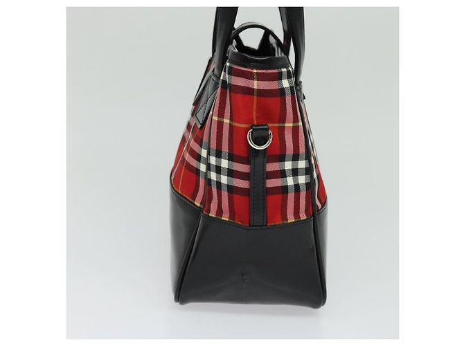 Autre Marque Borsa a mano in nylon Burberrys Nova Check Blue Label Rossa Argento Auth 120591 Rosso - vista 5