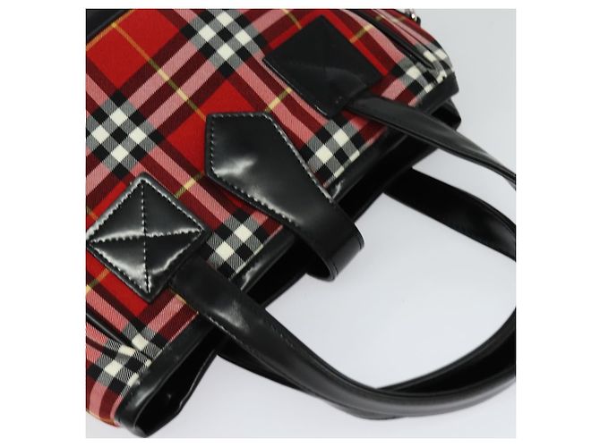 Autre Marque Borsa a mano in nylon Burberrys Nova Check Blue Label Rossa Argento Auth 120591 Rosso - vista 6