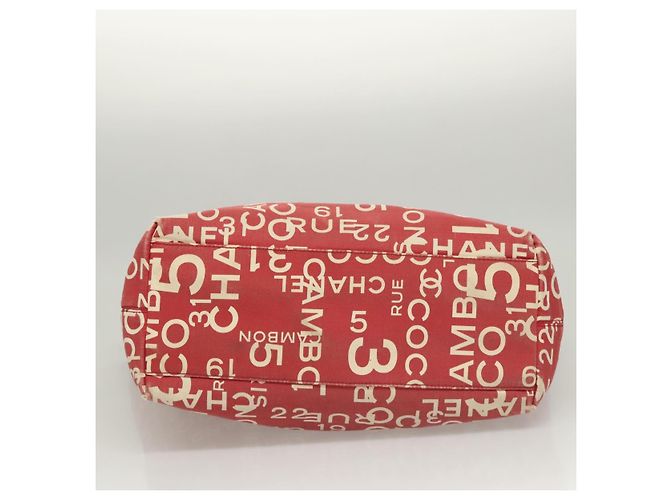 CHANEL Bicy line Tote Bag aus Canvas mit roter Kette CC Auth bs25552 - Ansicht 10