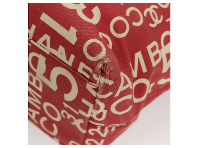CHANEL Bicy line Tote Bag aus Canvas mit roter Kette CC Auth bs25552 - Ansicht 12