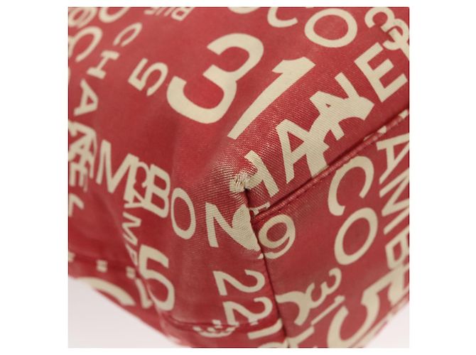 CHANEL Bicy line Tote Bag aus Canvas mit roter Kette CC Auth bs25552 - Ansicht 13