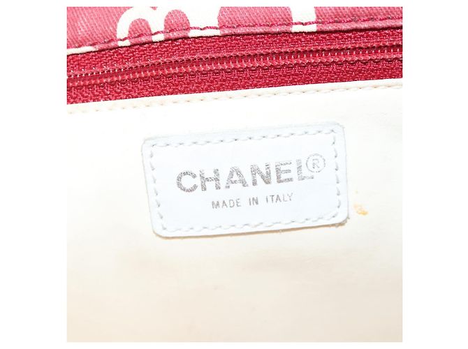 CHANEL Bicy line Tote Bag aus Canvas mit roter Kette CC Auth bs25552 - Ansicht 15