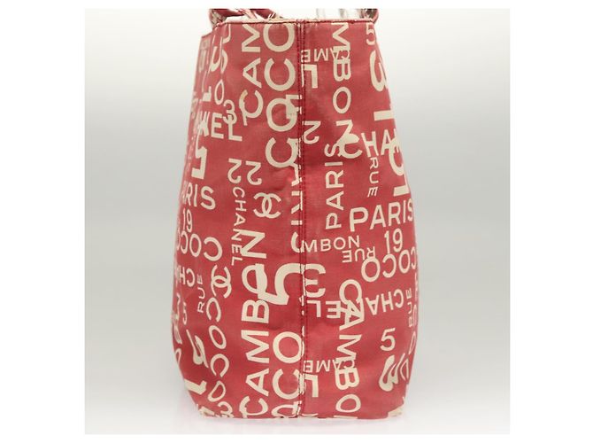 CHANEL Bicy line Tote Bag aus Canvas mit roter Kette CC Auth bs25552 - Ansicht 5