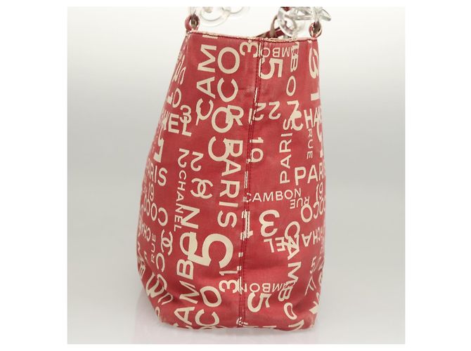 CHANEL Bicy line Tote Bag aus Canvas mit roter Kette CC Auth bs25552 - Ansicht 6
