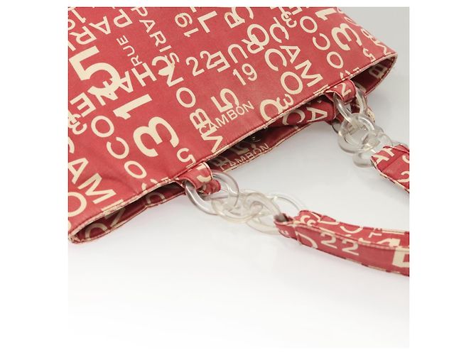 CHANEL Bicy line Tote Bag aus Canvas mit roter Kette CC Auth bs25552 - Ansicht 7