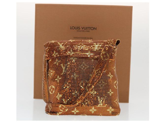LOUIS VUITTON Borsa a Spalla Frances in Rete Monogram Sequin M92287 LV Auth 44524SM Bronzo - vista 12