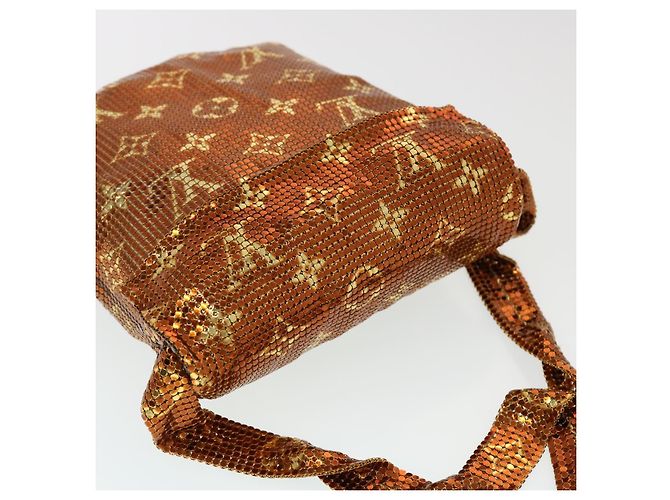 LOUIS VUITTON Borsa a Spalla Frances in Rete Monogram Sequin M92287 LV Auth 44524SM Bronzo - vista 5