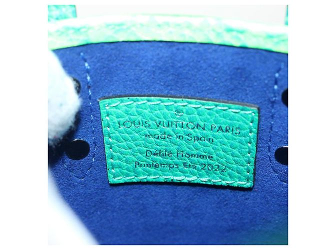 LOUIS VUITTON Borsa Sac Plat XS Monogram Taurillon Illusion M81221 LV Auth 47623SM Blu Verde - vista 10