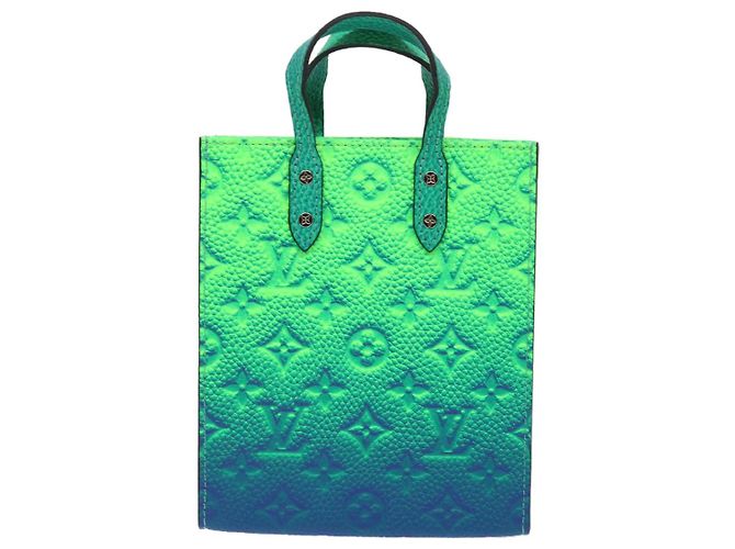 LOUIS VUITTON Borsa Sac Plat XS Monogram Taurillon Illusion M81221 LV Auth 47623SM Blu Verde - vista 13