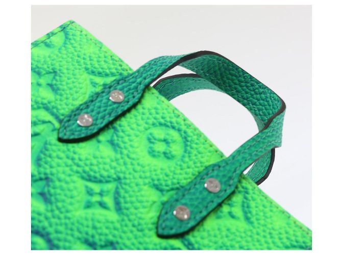 LOUIS VUITTON Borsa Sac Plat XS Monogram Taurillon Illusion M81221 LV Auth 47623SM Blu Verde - vista 14