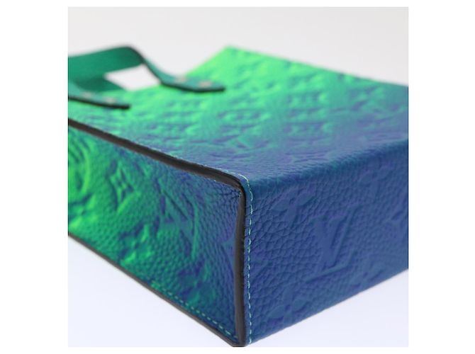 LOUIS VUITTON Borsa Sac Plat XS Monogram Taurillon Illusion M81221 LV Auth 47623SM Blu Verde - vista 15