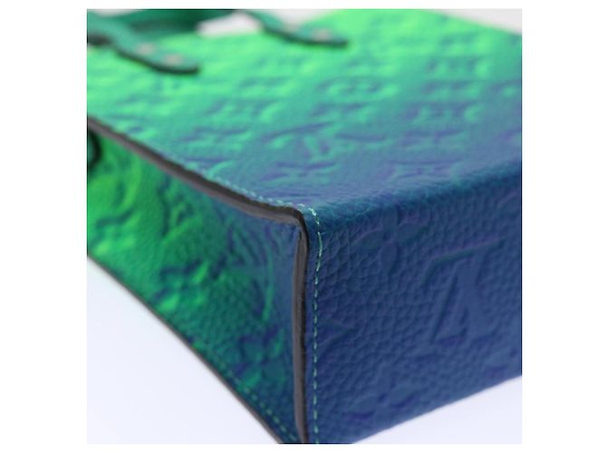 LOUIS VUITTON Borsa Sac Plat XS Monogram Taurillon Illusion M81221 LV Auth 47623SM Blu Verde - vista 17