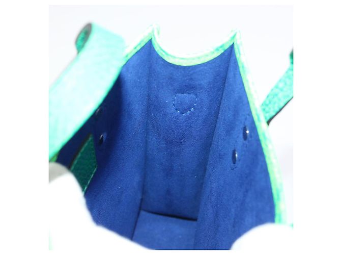 LOUIS VUITTON Borsa Sac Plat XS Monogram Taurillon Illusion M81221 LV Auth 47623SM Blu Verde - vista 18